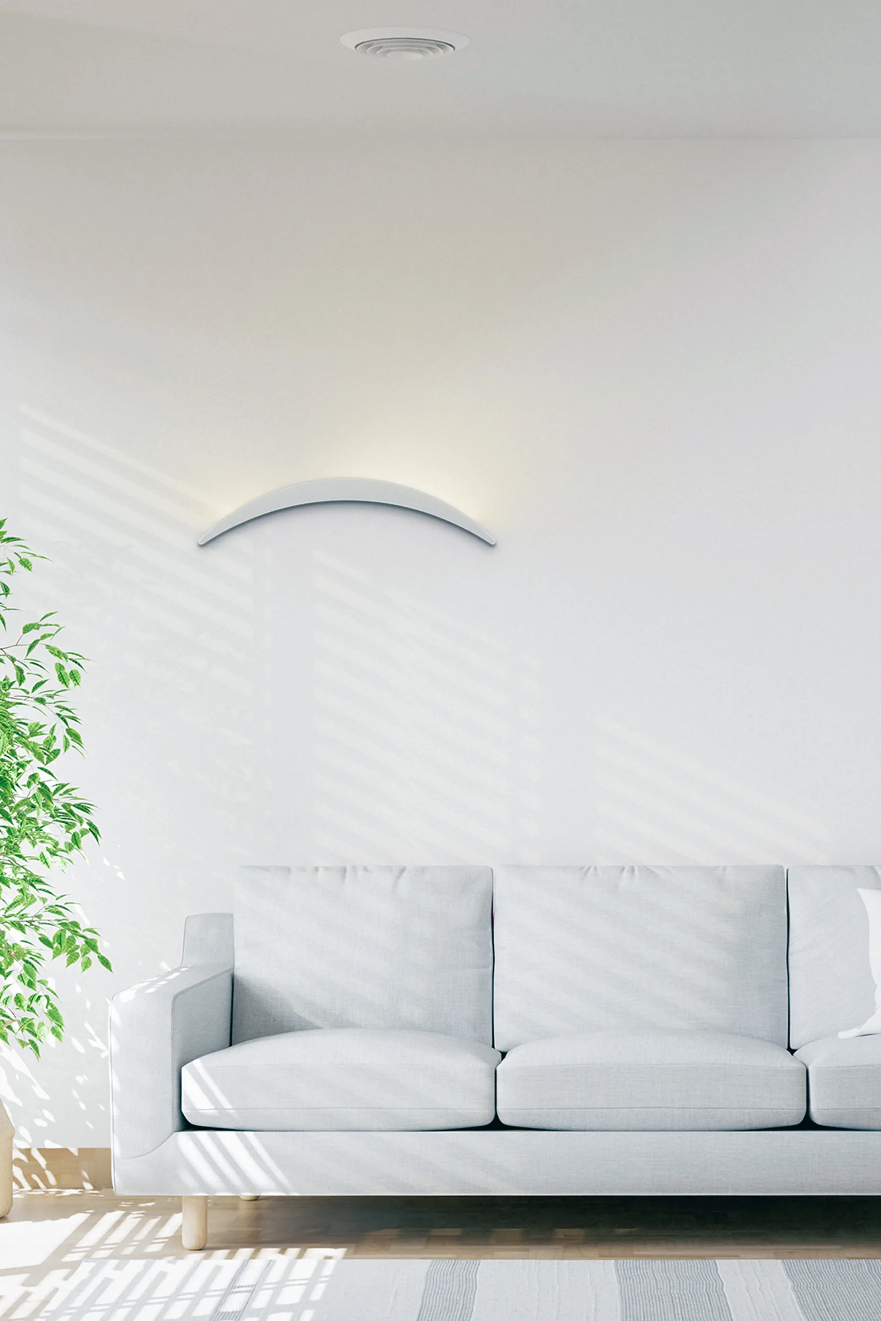 HORIZON on the wall of a bright living room