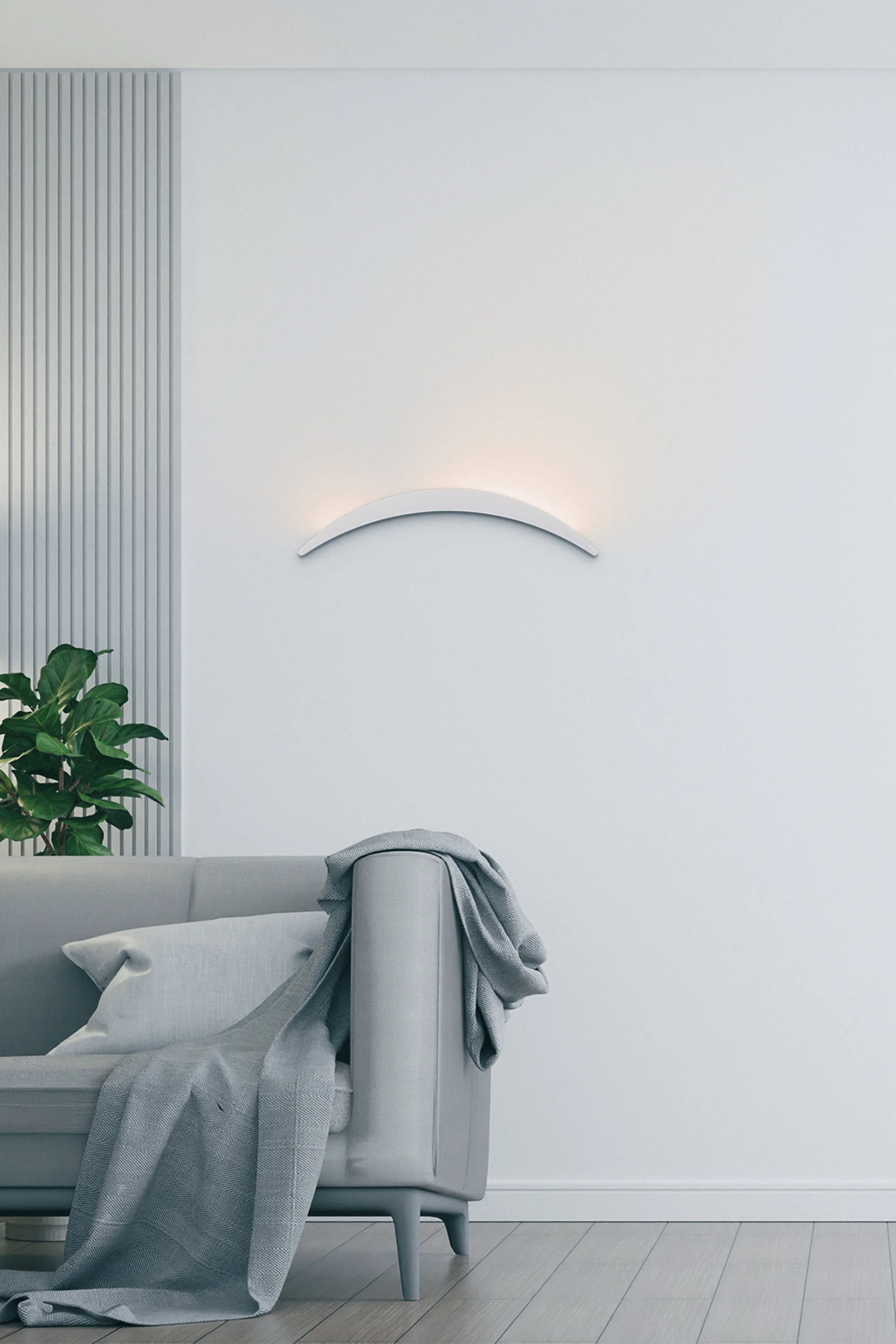 HORIZON glowing warm on the wall of a living room